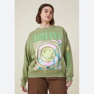 Size XS/S/M Nirvana Smile Overdyed Green Sweatshirt